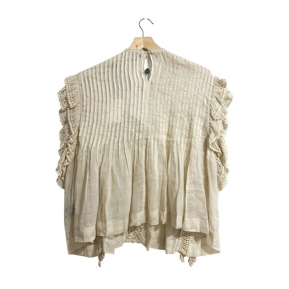 Isabel Marant Roya Sleeveless Lattice-Lace Neck Blouse, Size  FR 44/US 12 - Picture 3 of 13
